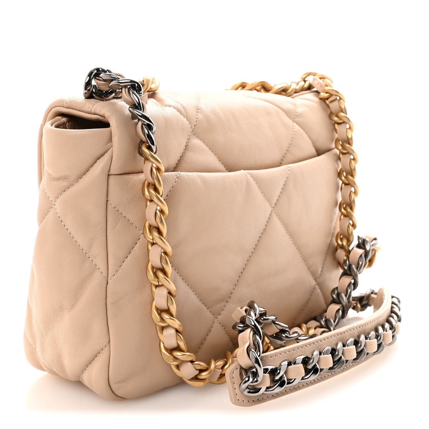 Chanel Lambskin Quilted Medium Chanel 19 Flap Beige 2 of 9