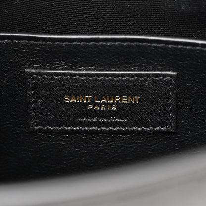 Saint Laurent Shiny Calfskin Crocodile Embossed Small Manhattan Baguette Black 6 of 10