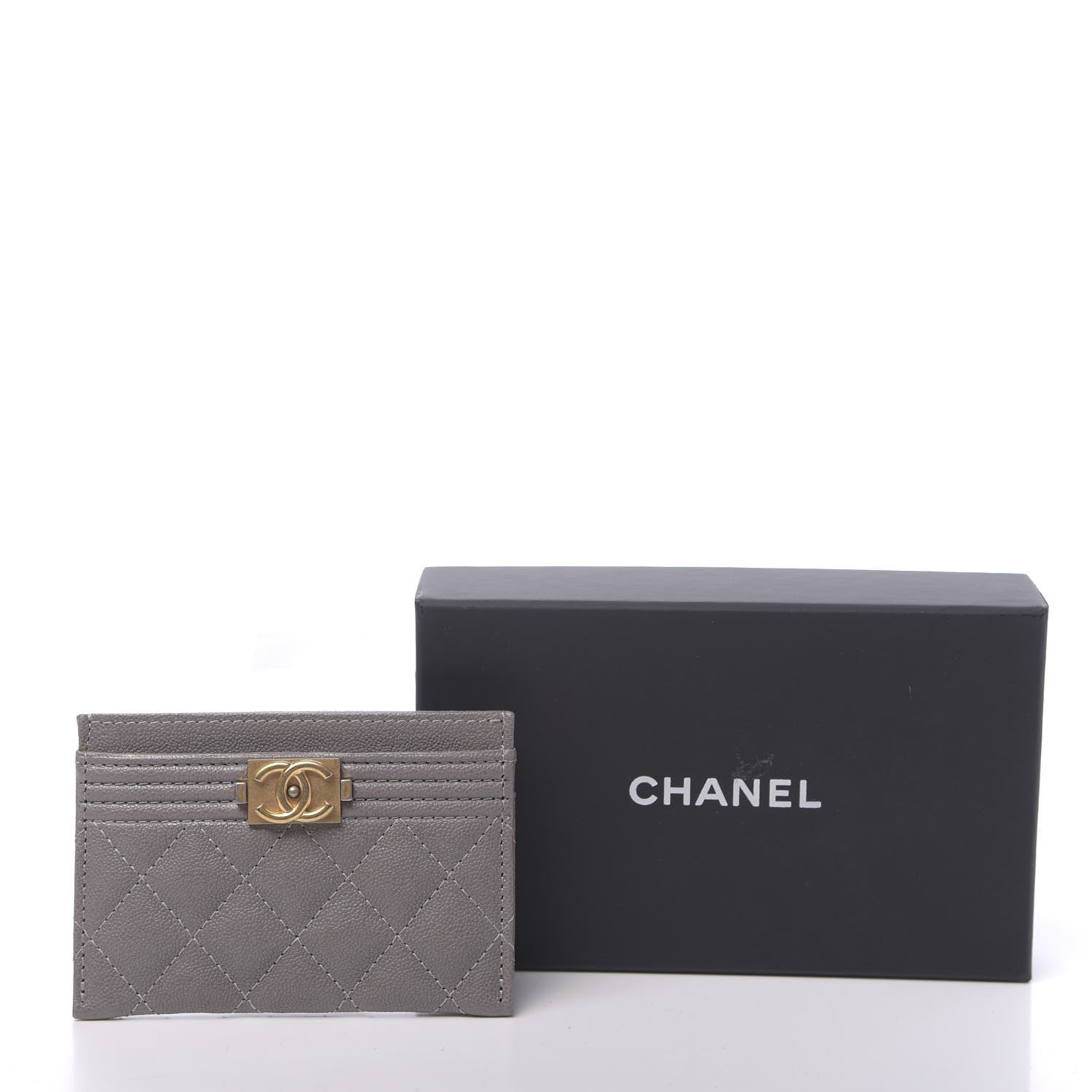 Chanel Caviar Quilted Boy Card Holder Grey 9 of 9