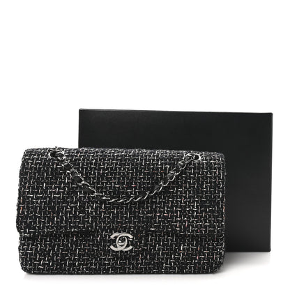 Chanel Tweed Quilted Medium Double Flap Black Multicolor 11 of 11