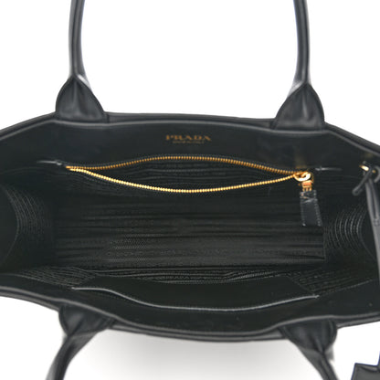 Prada Soft Calfskin Triangolo Symbole Embossed Large Tote Black 5 of 11