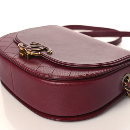 Chanel Shiny Calfskin Goatskin Quilted Medium Coco Curve Messenger Flap Burgundy 9 of 12