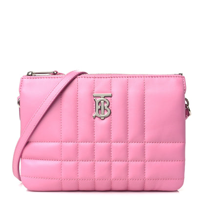 Burberry Lambskin Quilted Lola Double Pouch Crossbody Primrose Pink 1 of 5