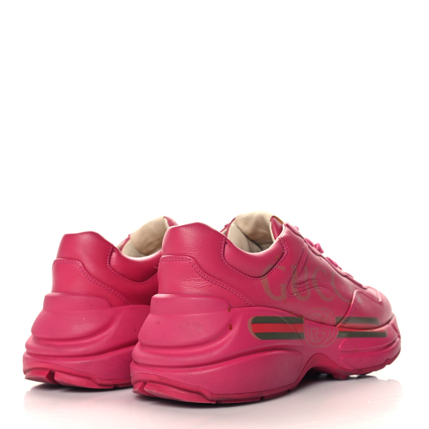 Gucci Calfskin Logo Womens Rhyton Sneakers 35 Box Pink 5 of 10