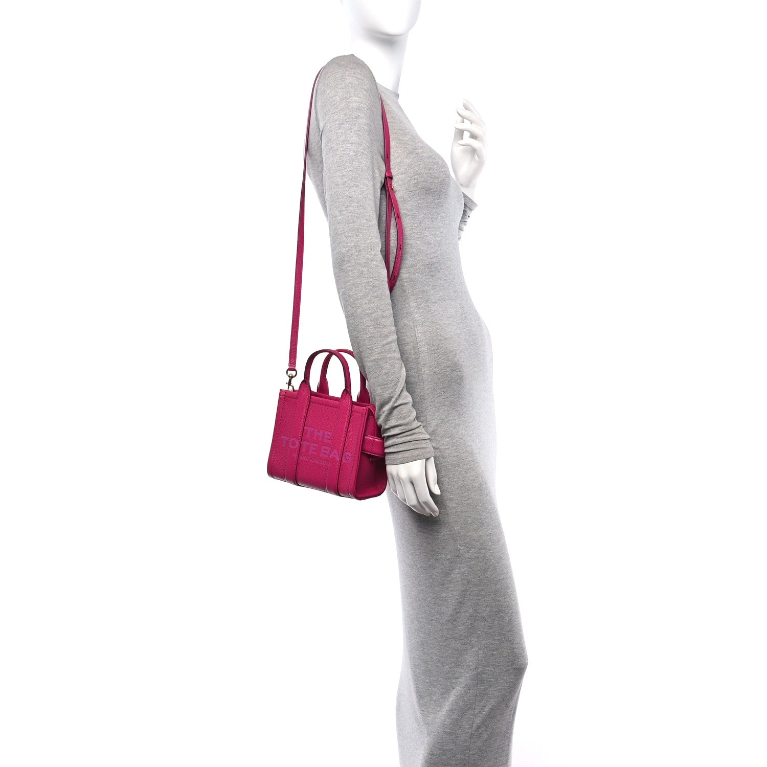 Marc Jacobs Grained Calfskin Mini The Tote Bag Lipstick Pink 2 of 10