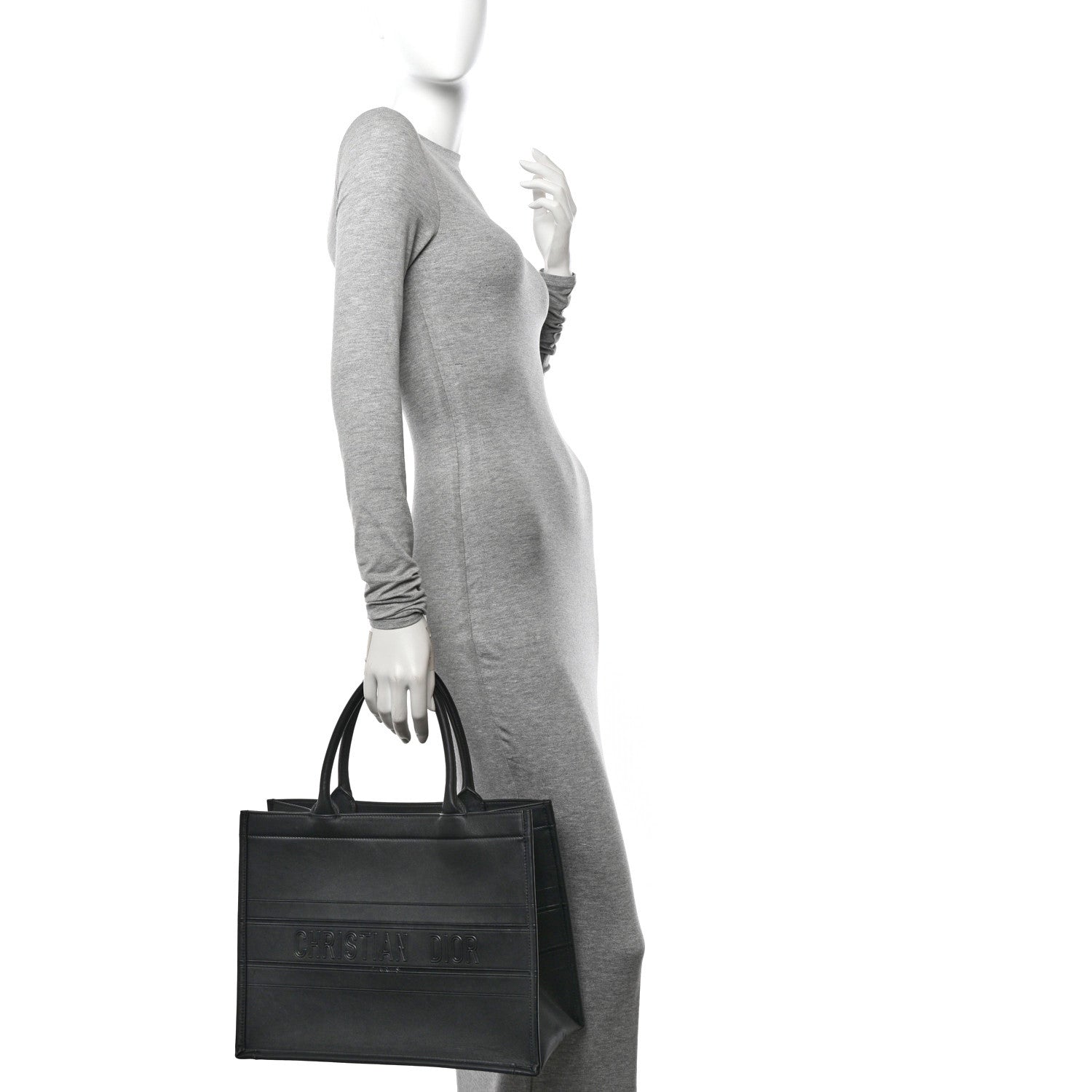Christian Dior Calfskin Embossed Medium Book Tote Black 2 of 11