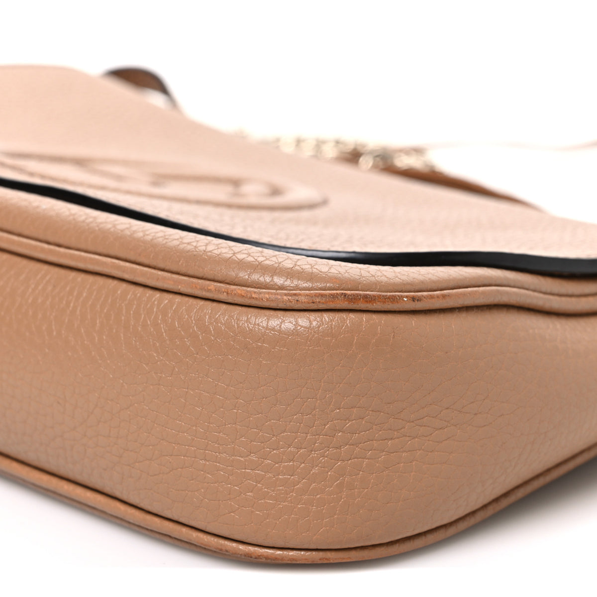 Pebbled Calfskin Medium Soho Flap Crossbody Camelia