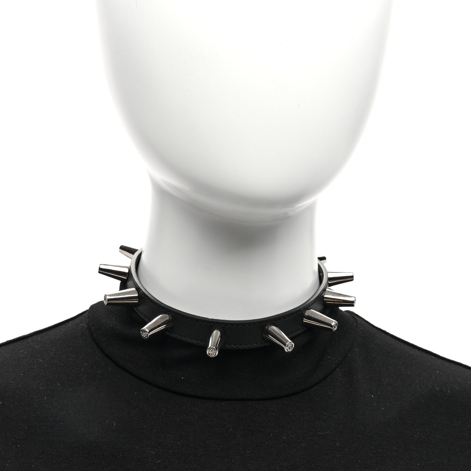 Gucci Calfskin Metal Studded Spike Choker Black 2 of 5