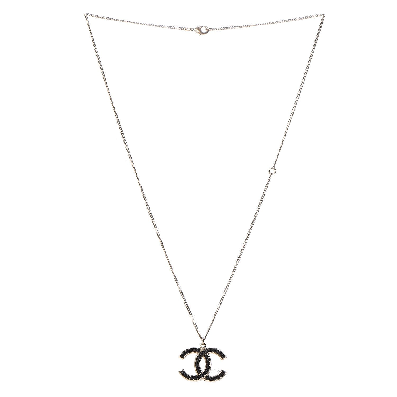 Chanel Bead CC Pendant Necklace Gold Black 3 of 5