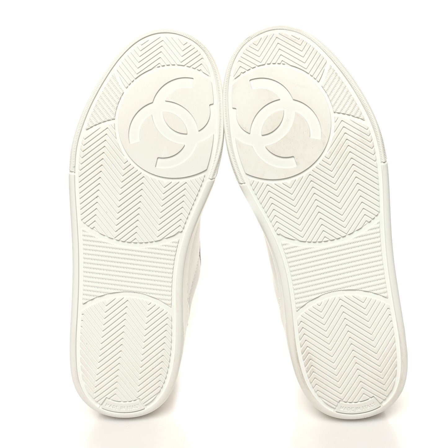 Calfskin Womens CC Logo Sneakers 37.5 White