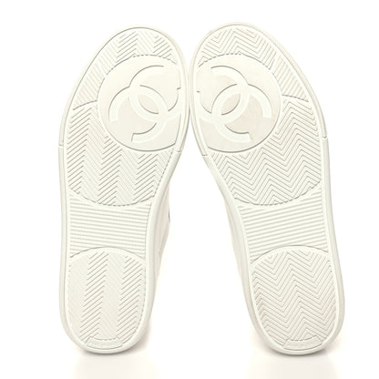 Chanel Calfskin Womens CC Logo Sneakers 37.5 White 5 of 9