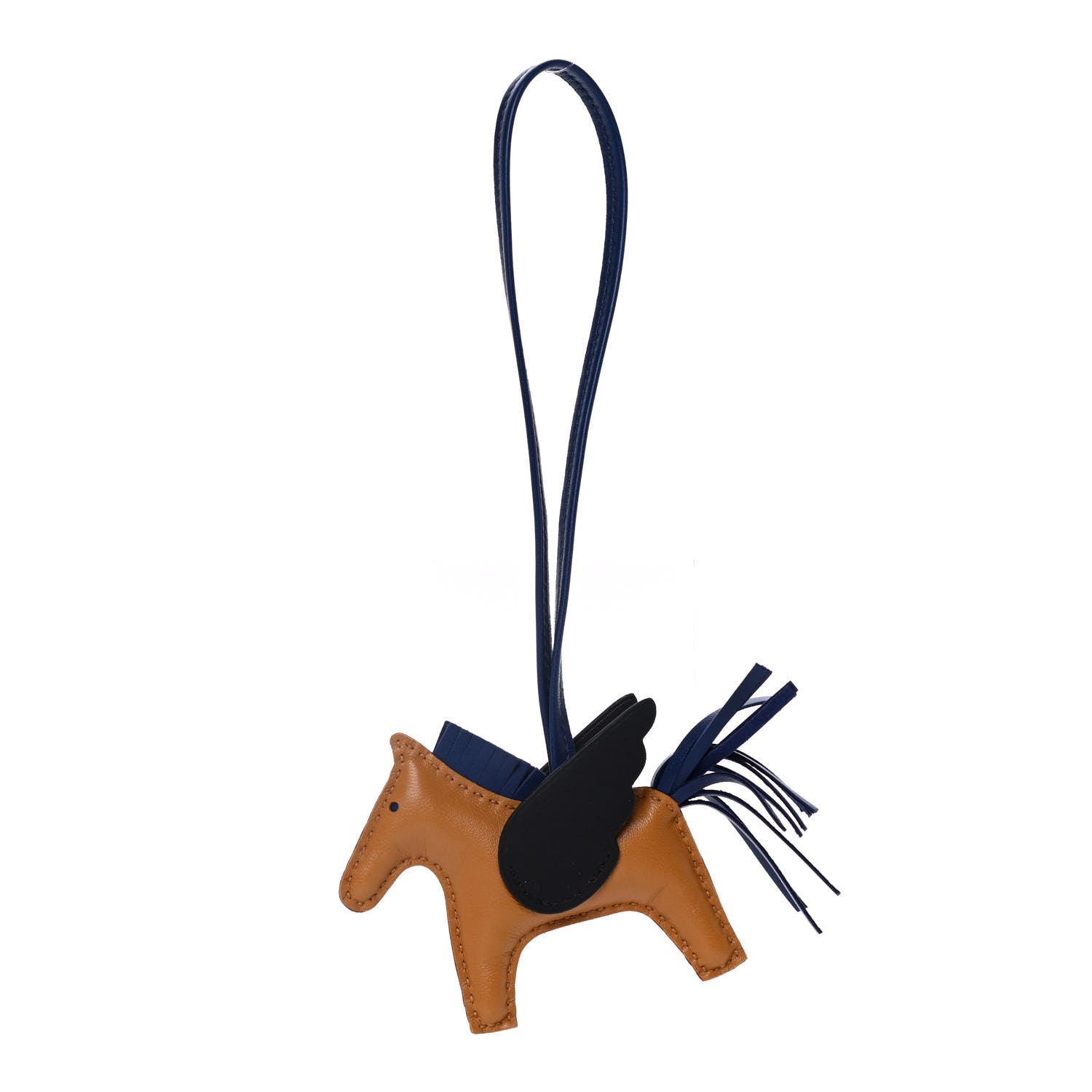 Hermes Milo Lambskin Grigri Rodeo Pegase Horse Bag Charm PM Sesame Black Bleu Saphir 1 of 6