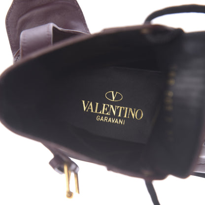 Valentino Garavani Calfskin Womens VLOGO 35mm Combat Boots 37 Rubin 8 of 11