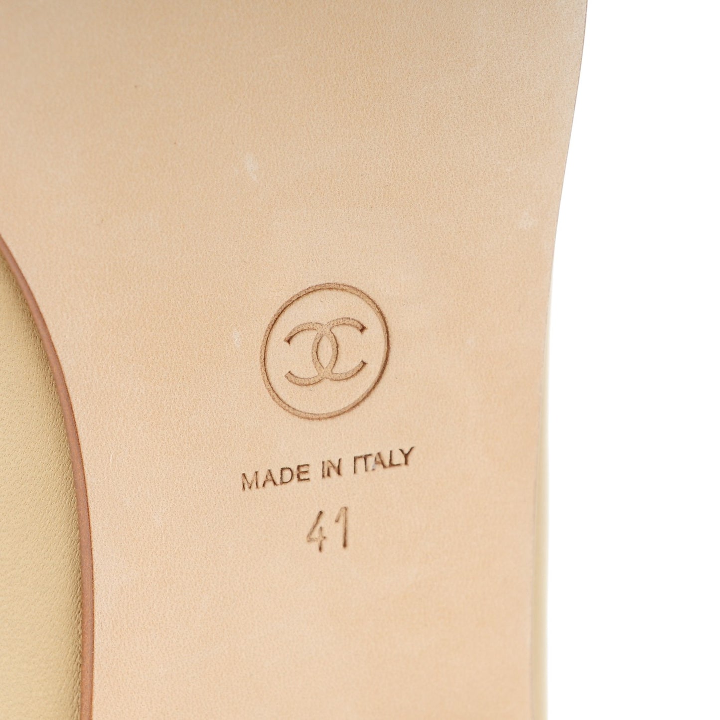 Lambskin Cap Toe Ballerina Flats 41 Light Beige