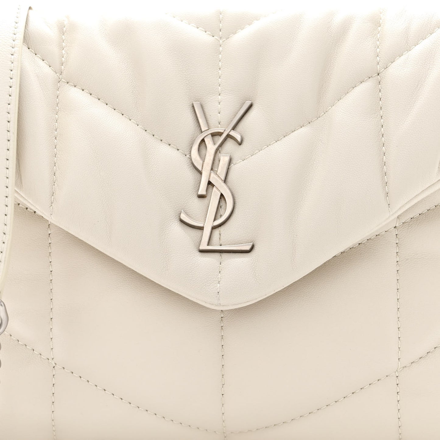 Lambskin Quilted Toy Loulou Puffer Monogram Chain Satchel Blanc Vintage