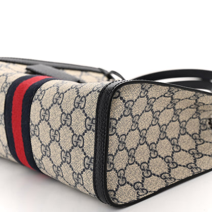 Gucci GG Supreme Monogram Textured Dollar Calfskin Web Small Padlock Tote Bag Beige Blue 10 of 10