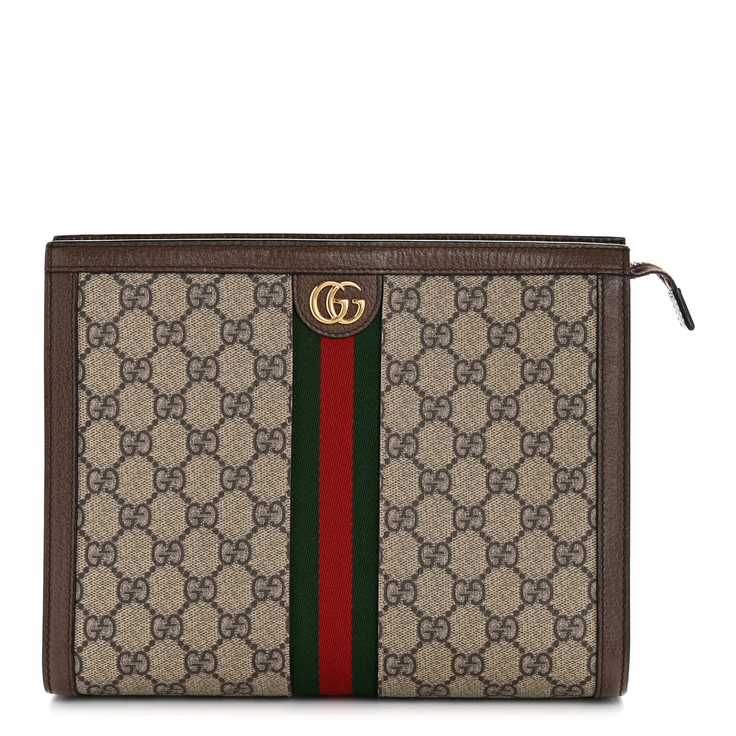 GG Supreme Monogram Web Ophidia Pouch Brown