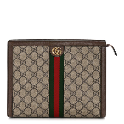 Gucci GG Supreme Monogram Web Ophidia Pouch Brown 1 of 9