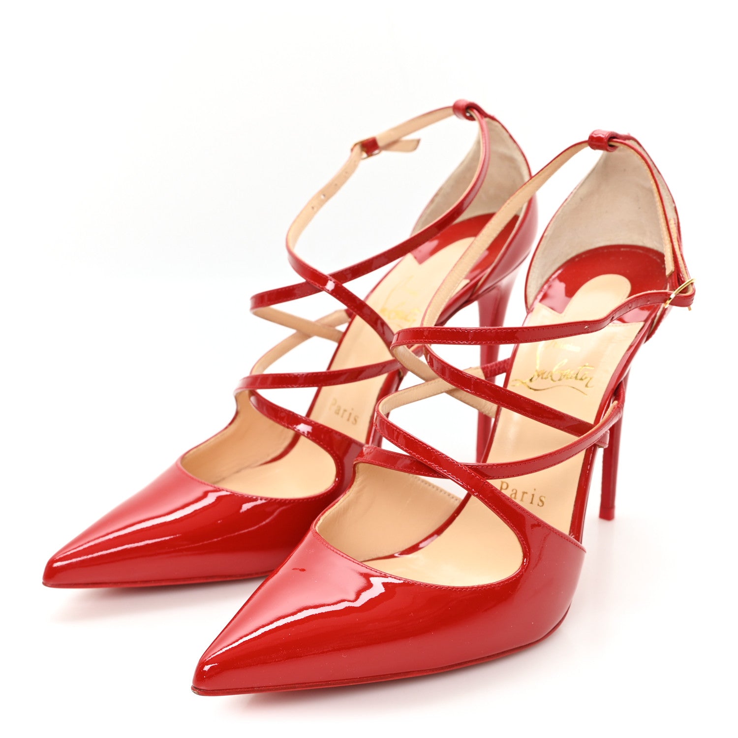 Christian Louboutin Patent Crossfliketa 100 Pumps 37.5 Flamenco 4 of 8