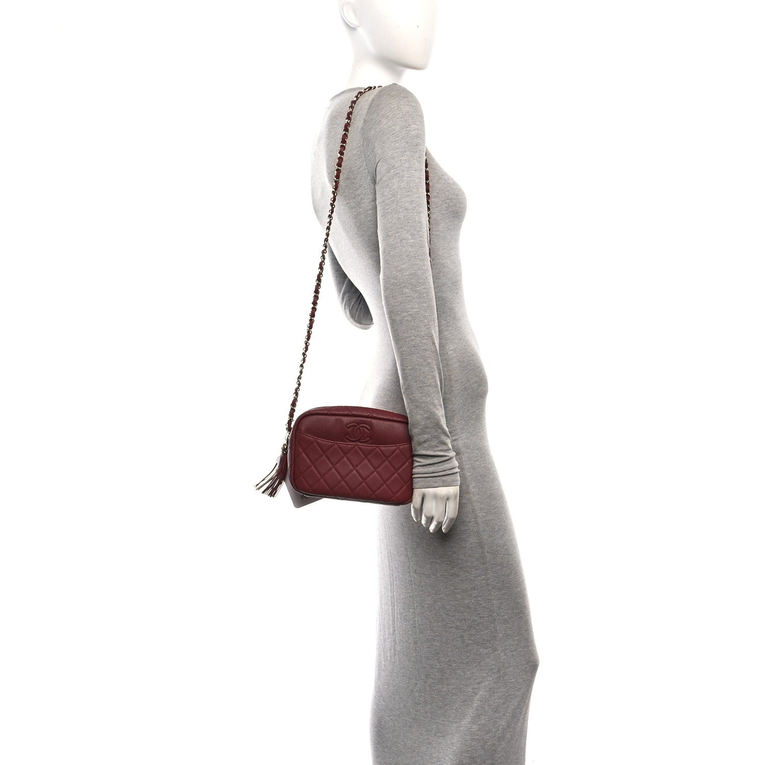 Chanel Caviar Quilted Medium Coco Tassel Camera Case Burgundy 2 of 10