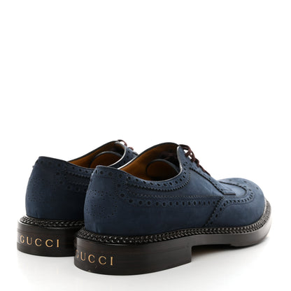 Gucci Nubuck Mens Brogue Derby 10 Blue 5 of 10