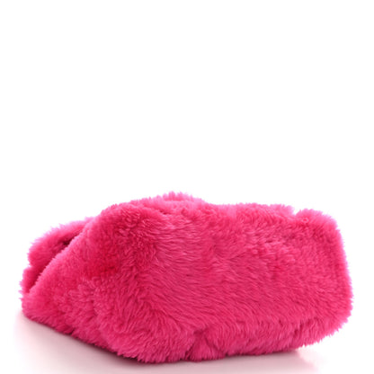 Saint Laurent Merino Shearling Lambskin Quilted Small Loulou Puffer Monogram Chain Satchel Fuchsia 4 of 9