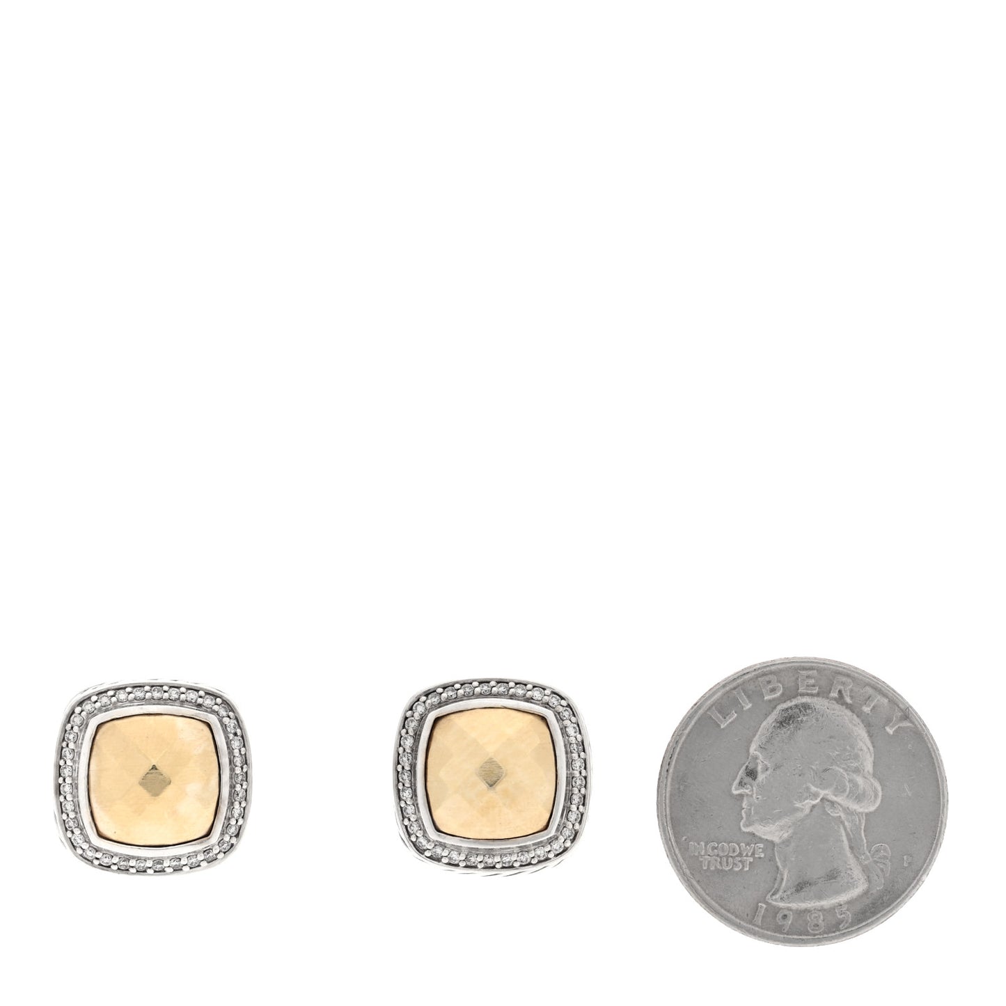 Sterling Silver Pave Diamond 18K Yellow Gold 11mm Albion Earrings