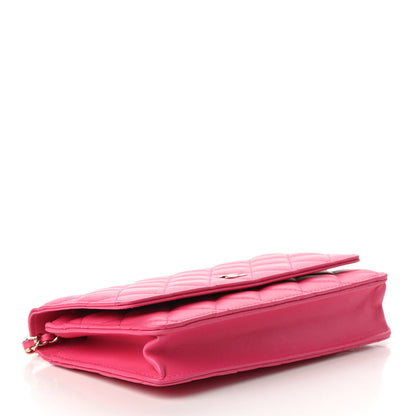 Chanel Lambskin Quilted Wallet On Chain WOC Pink 4 of 12