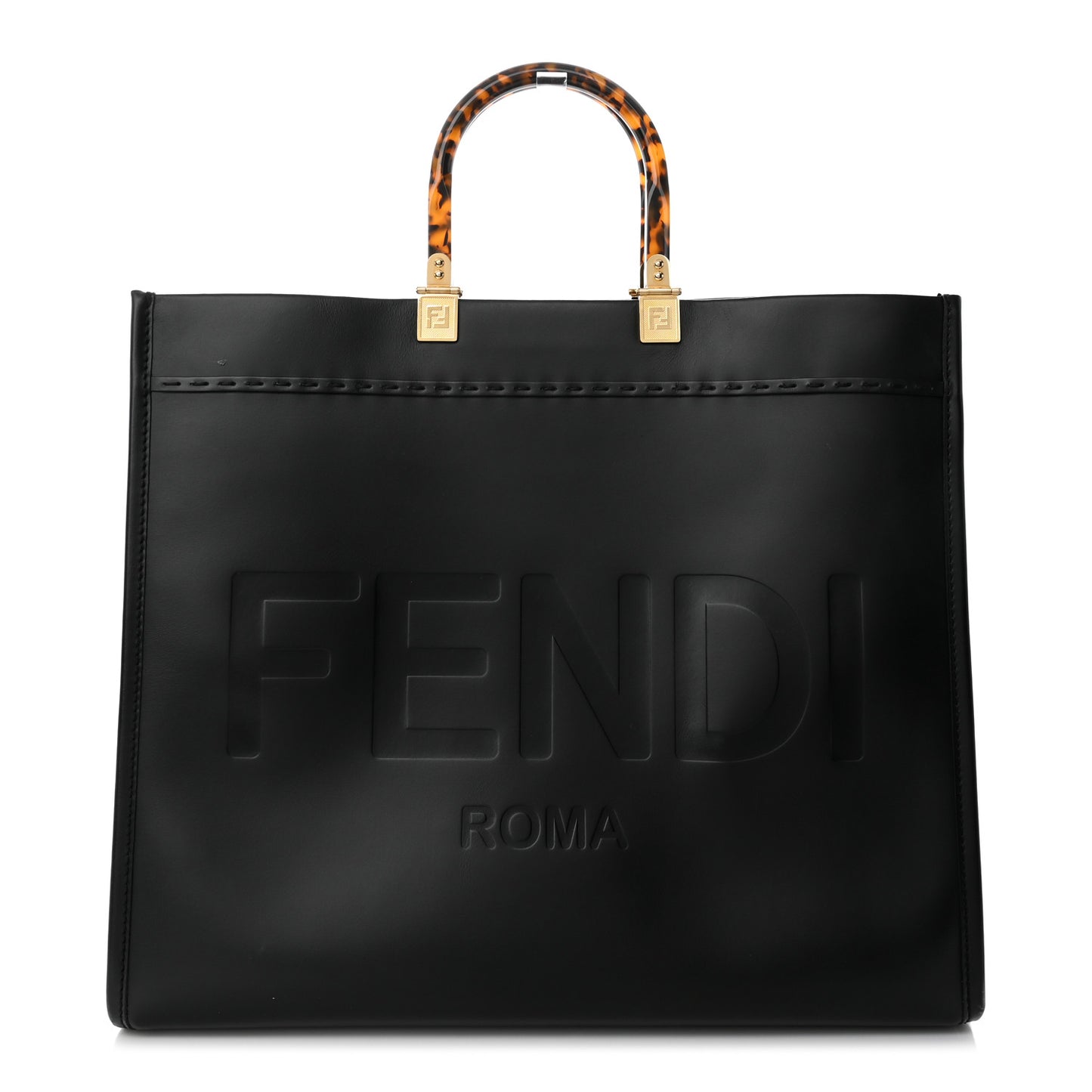 Vitello King Plexiglass Large Fendi Sunshine Shopper Tote Black