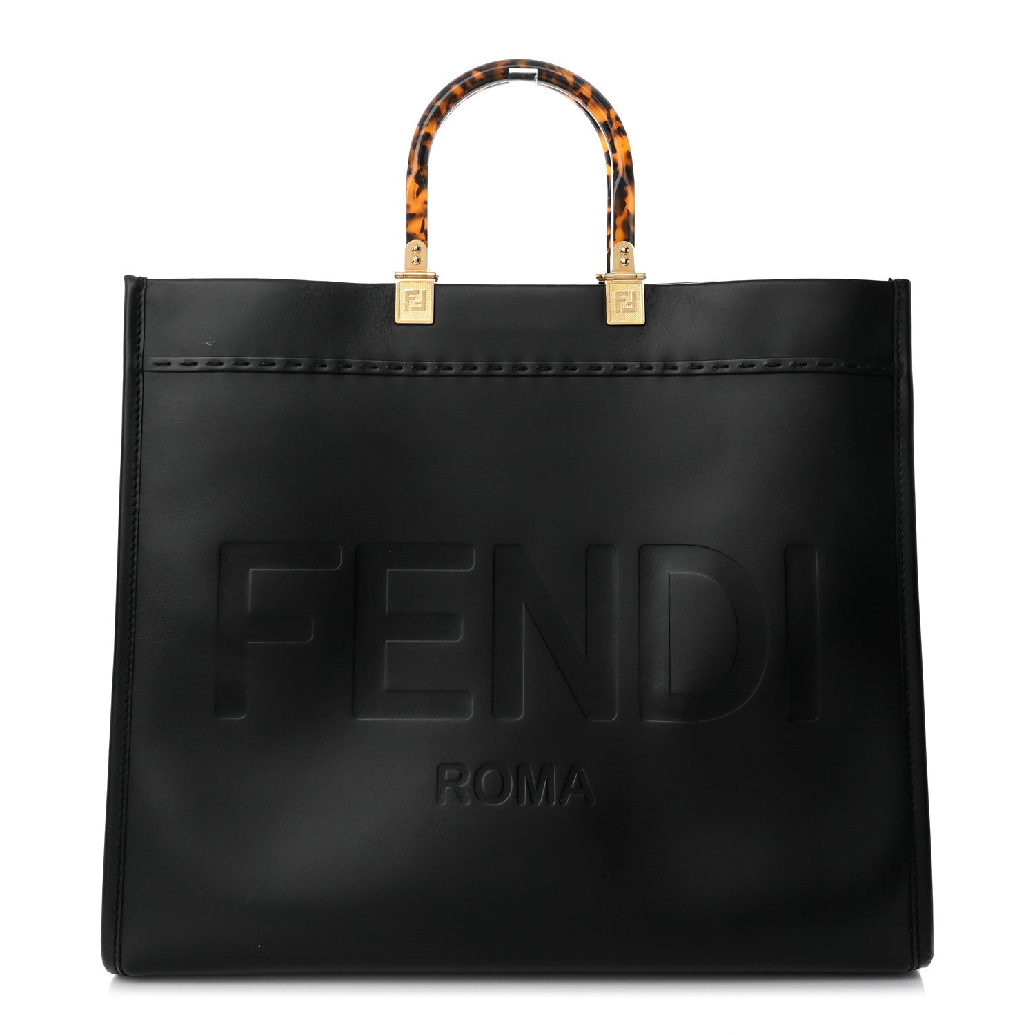 Fendi Vitello King Plexiglass Large Fendi Sunshine Shopper Tote Black 1 of 16