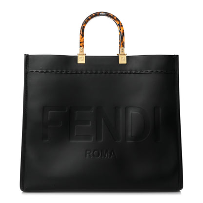 Fendi Vitello King Plexiglass Large Fendi Sunshine Shopper Tote Black 1 of 16