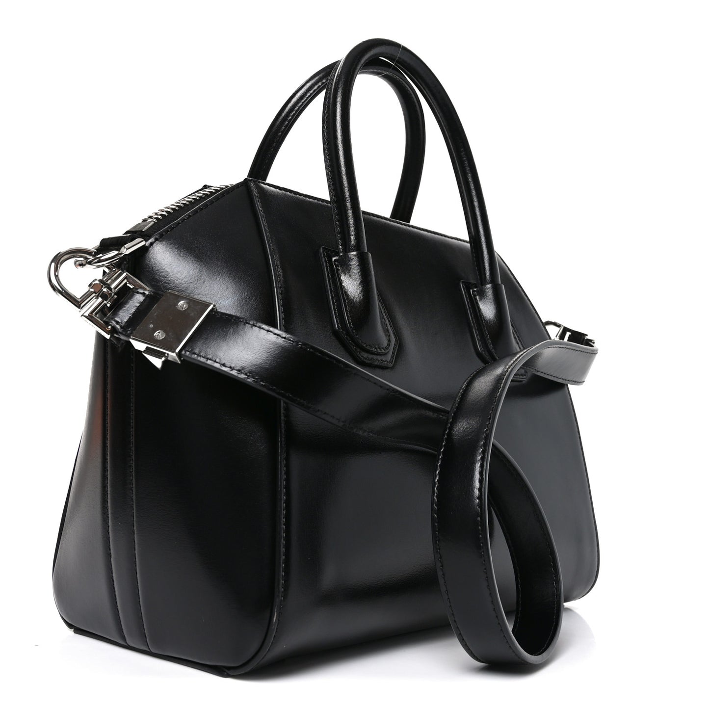 Shiny Lord Calfskin Small Antigona Black