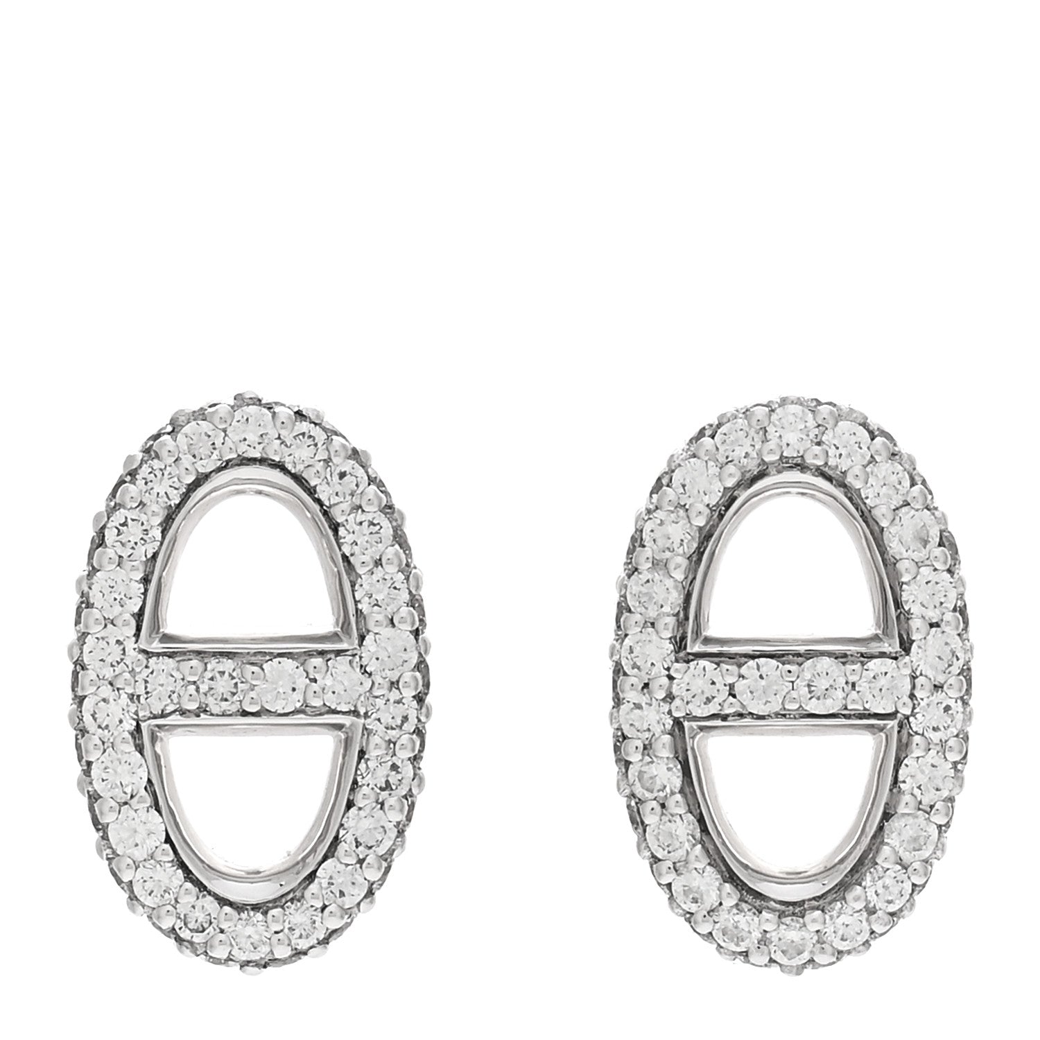 Hermes 18K White Gold Diamond New Farandole Earrings 1 of 5