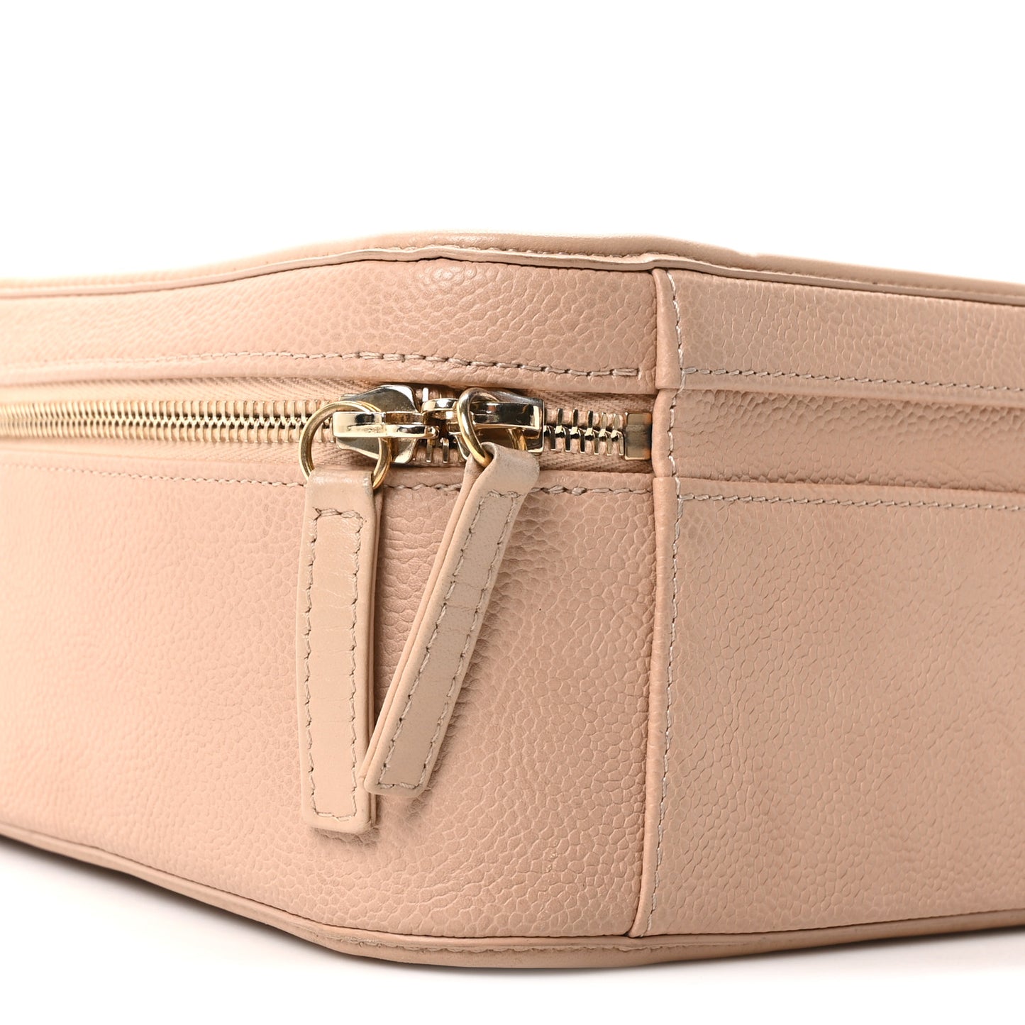 Caviar Quilted Large CC Filigree Vanity Case Beige