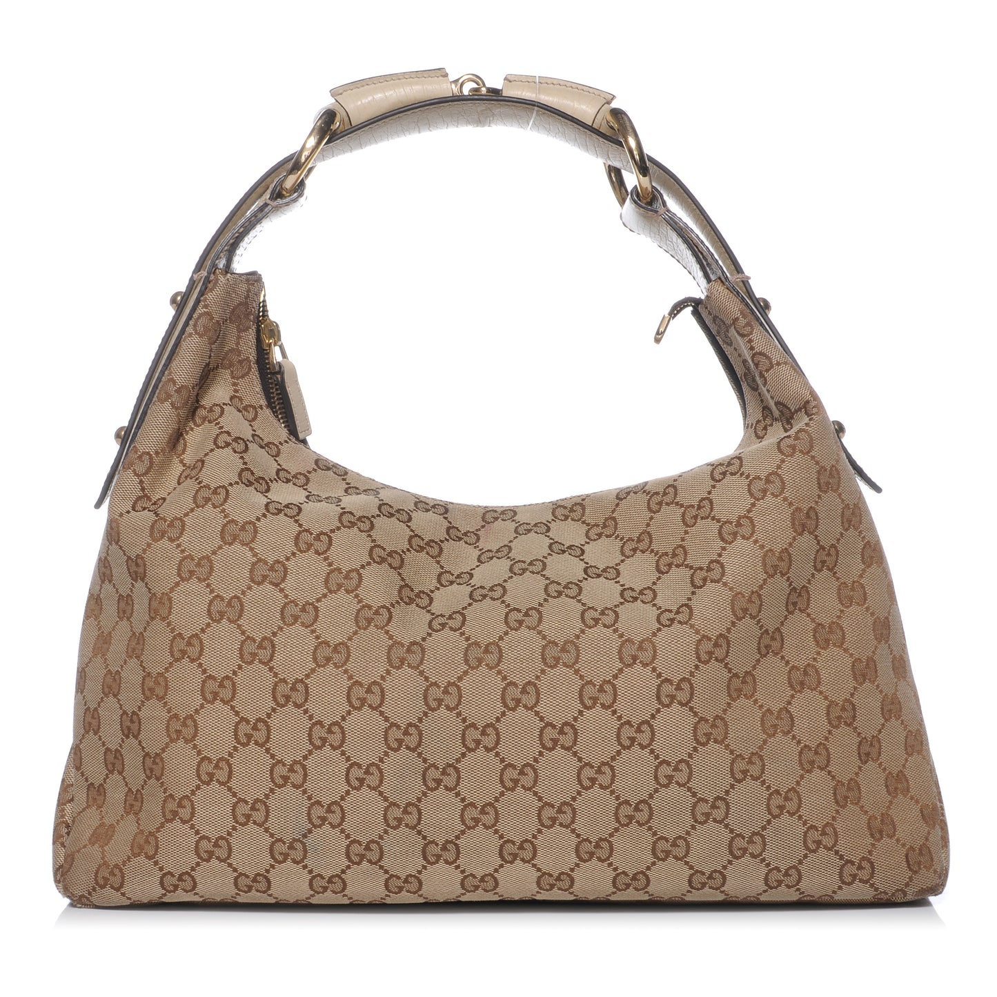 Monogram Medium Horsebit Chain Hobo White