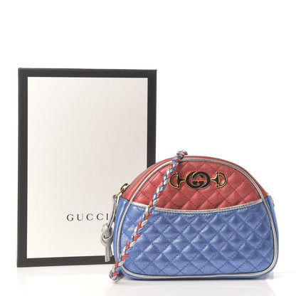Gucci Laminated Nappa Trapuntata Mini Zumi Dome Shoulder Bag Rosso Marine Argento 9 of 9