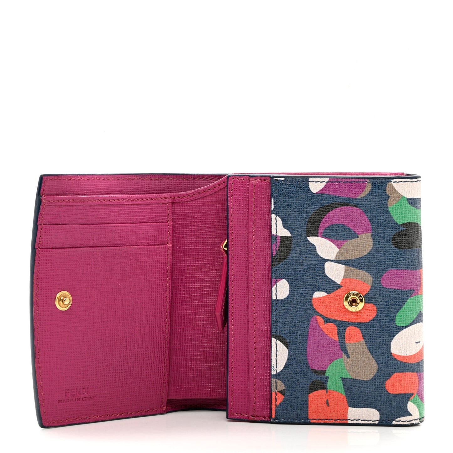 Vitello Elite Fendi Roma Compact Wallet Cobalt Multicolor