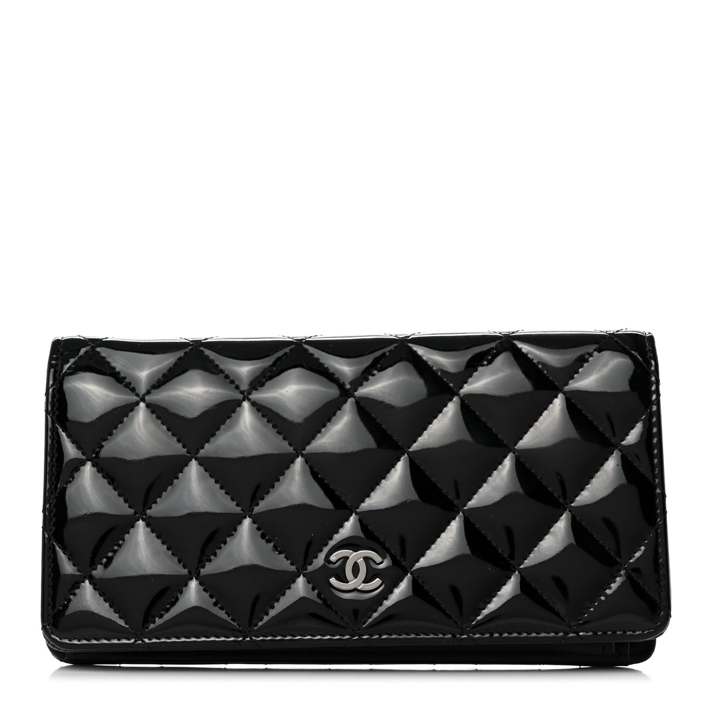 Patent Calfskin Quilted Yen Wallet Black Black