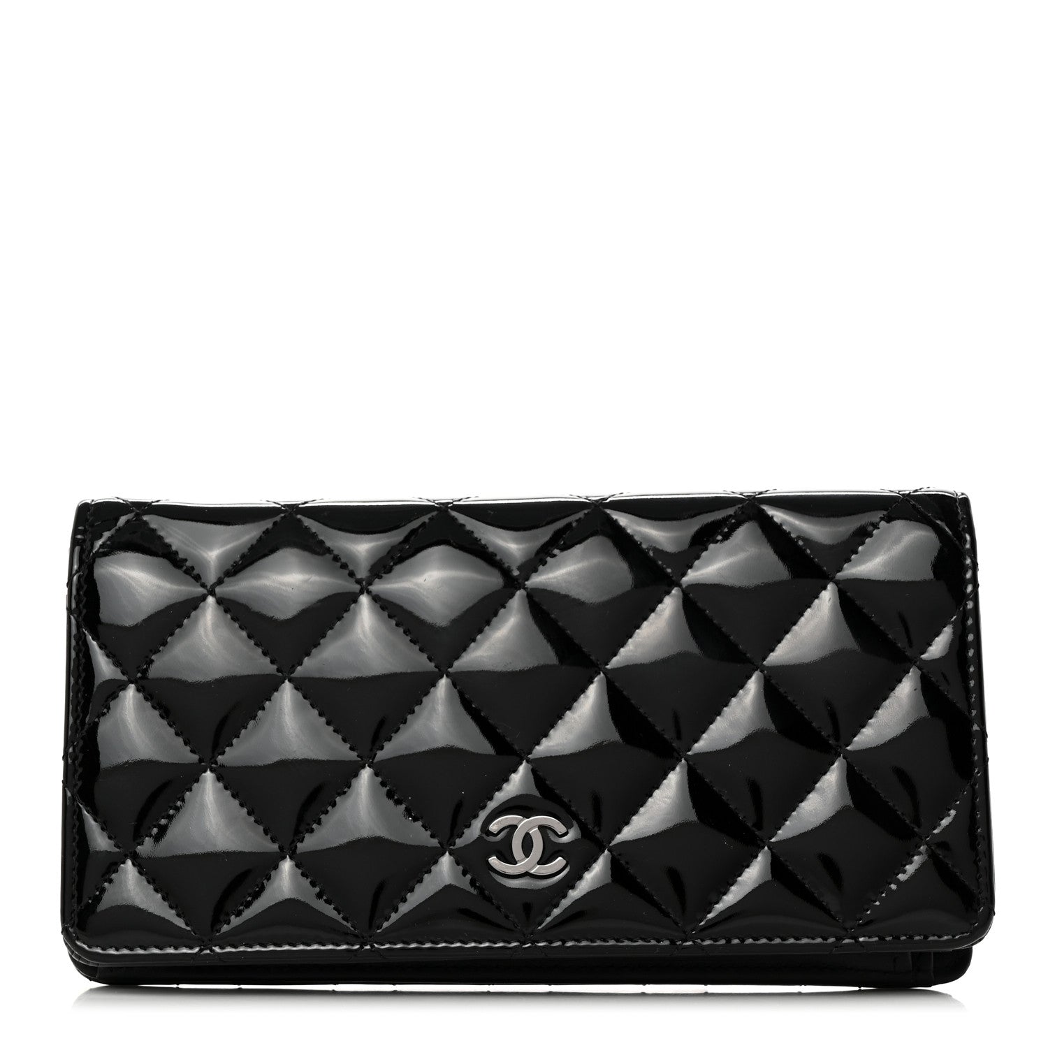 Chanel Patent Calfskin Quilted Yen Wallet Black Black 1 of 8