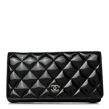 Chanel Patent Calfskin Quilted Yen Wallet Black Black 1 of 8
