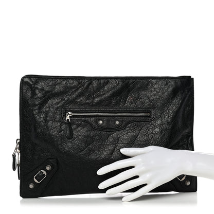 Balenciaga Agneau Giant 12 Silver Hardware Pouch Clutch Black 2 of 10
