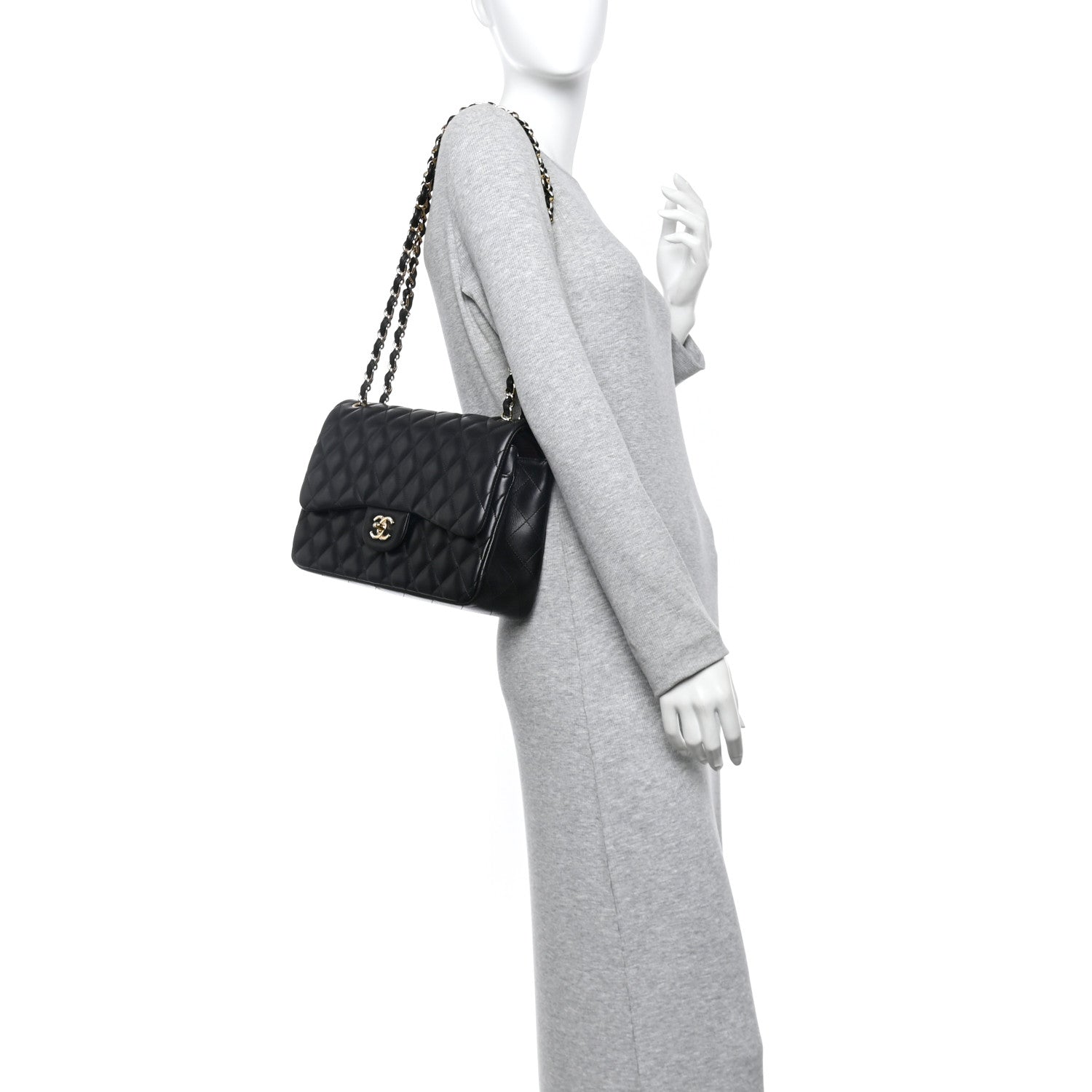 Chanel Lambskin Quilted Jumbo Double Flap Black 2 of 16