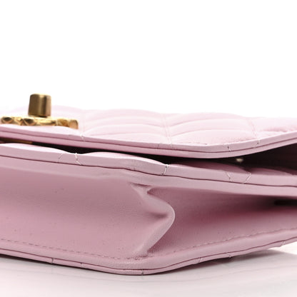 Chanel Lambskin Quilted Logo WOC Wallet On Chain Pink 11 of 17