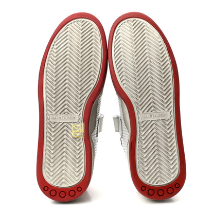 Saint Laurent Perforated Calfskin Mens Jeddo Sneakers 41.5 White Red 5 of 8