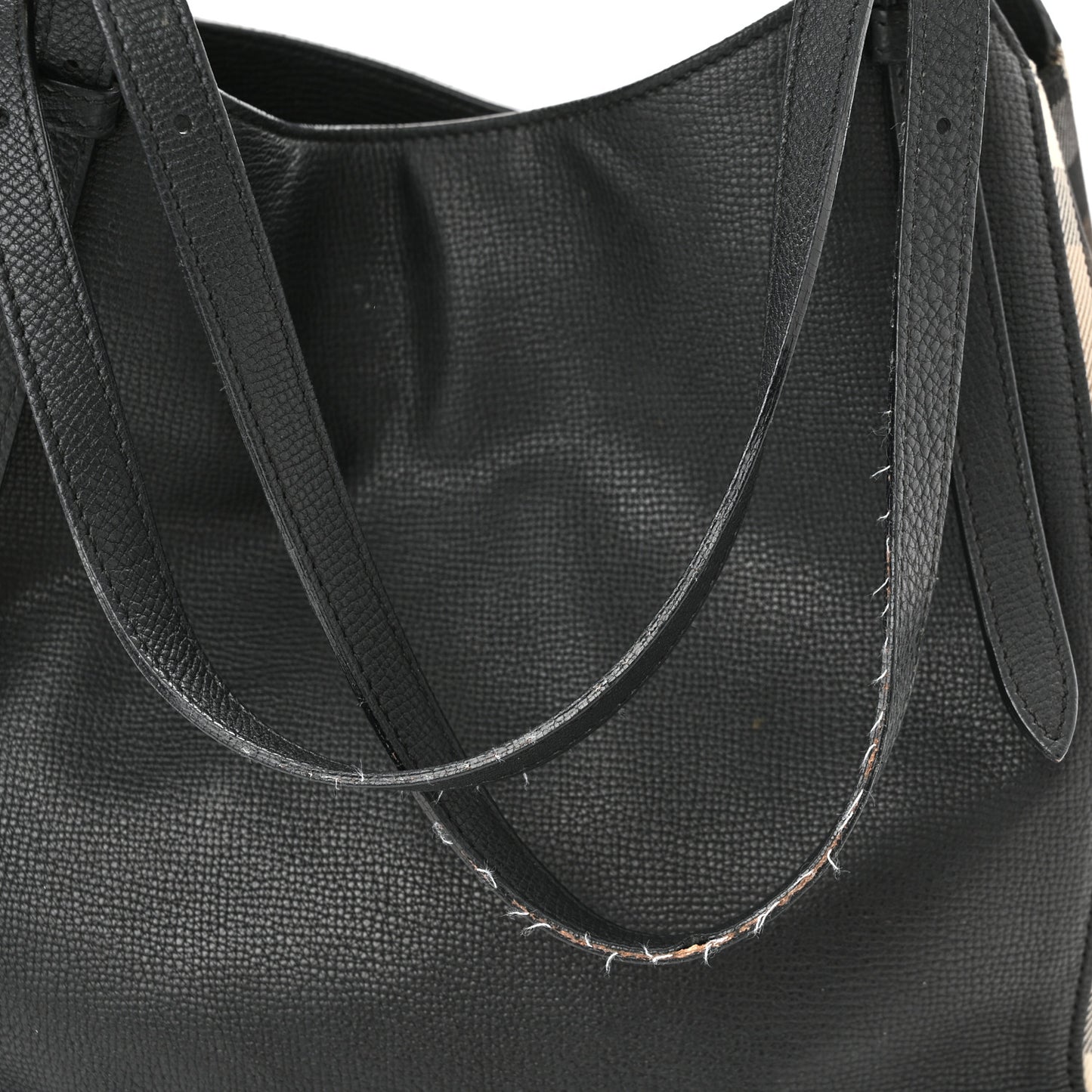 Grainy Calfskin House Check Small Canterbury Black