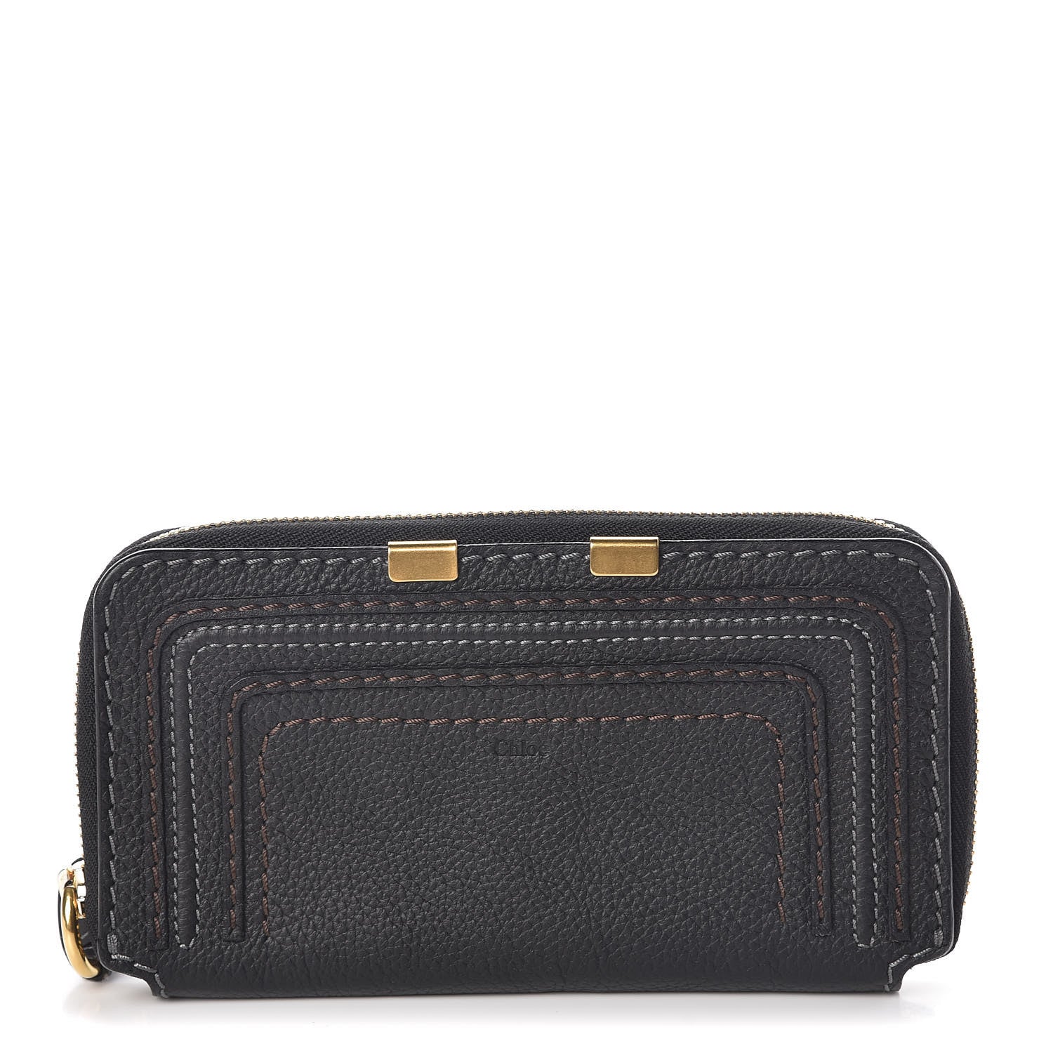 Chloe Grained Calfskin Marcie Long Zip Around Wallet Black 1 of 6