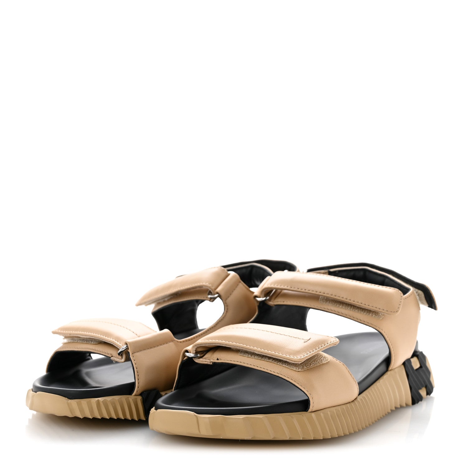 Hermes Lambskin Junior Womens Sandals 41 Beige Black 4 of 11
