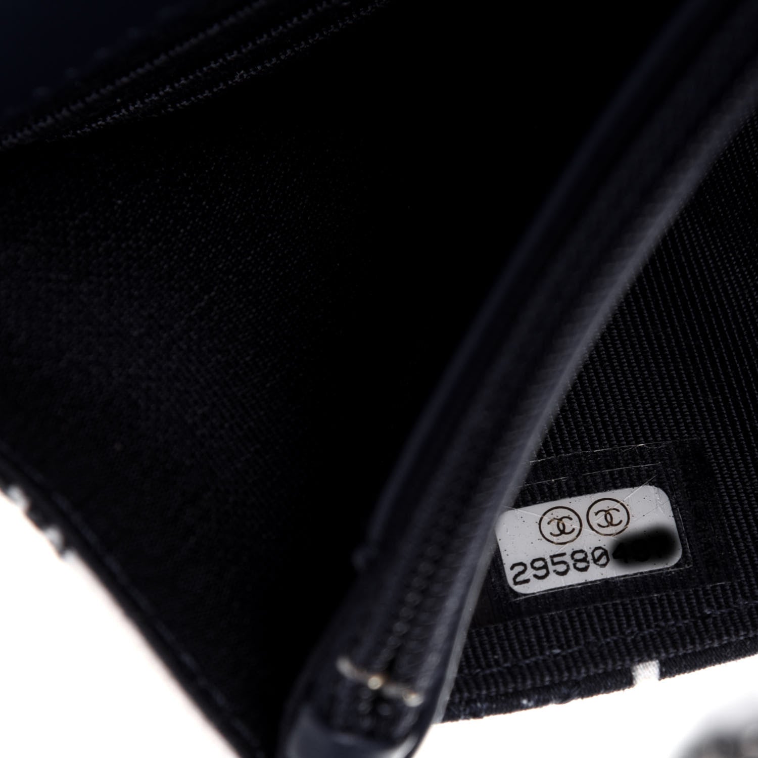 Chanel Canvas Printed Quilted 2.55 Reissue Wallet On Chain WOC White Black Navy Blue 8 of 13