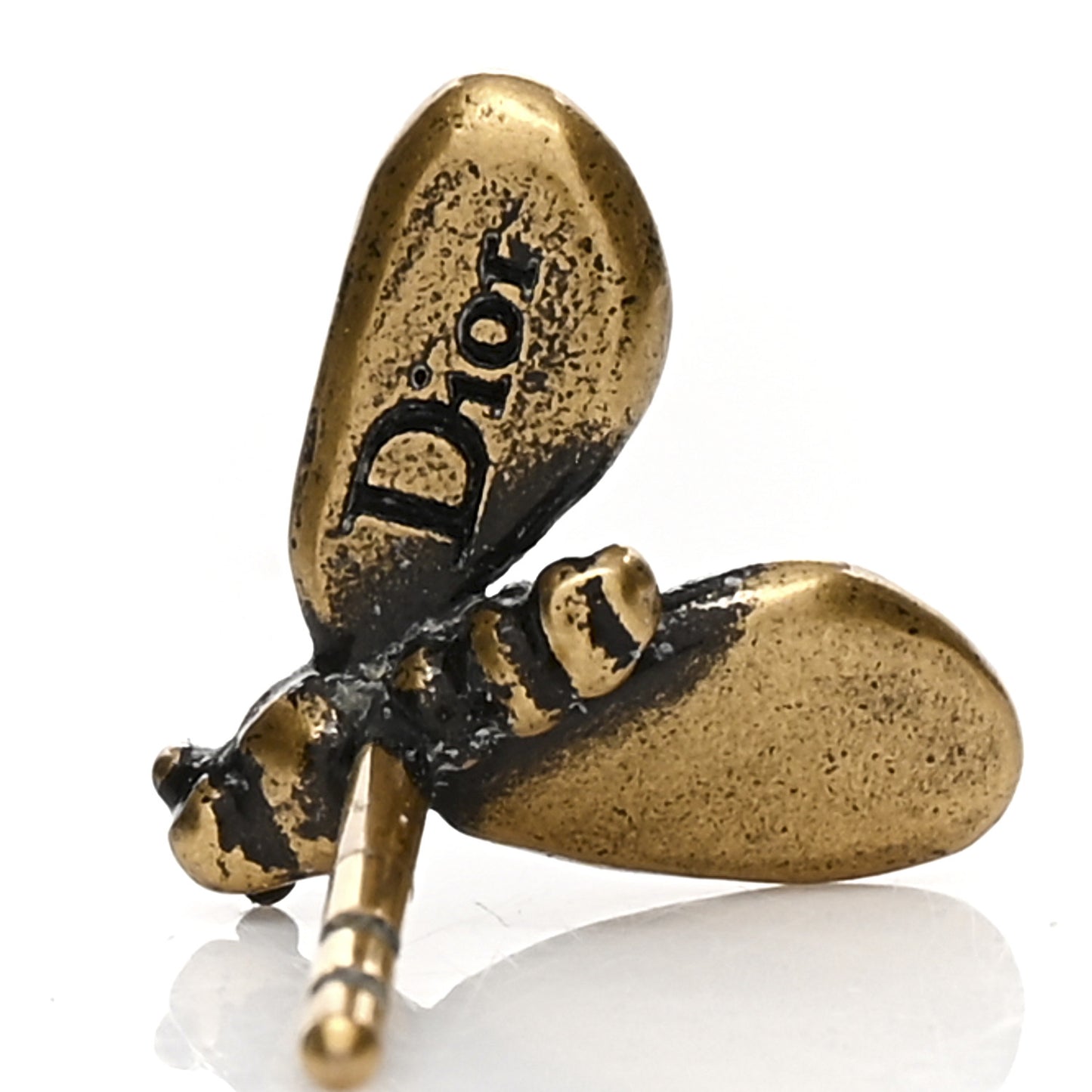 Pearl Crystal Bee Oval Earrings Aged Gold