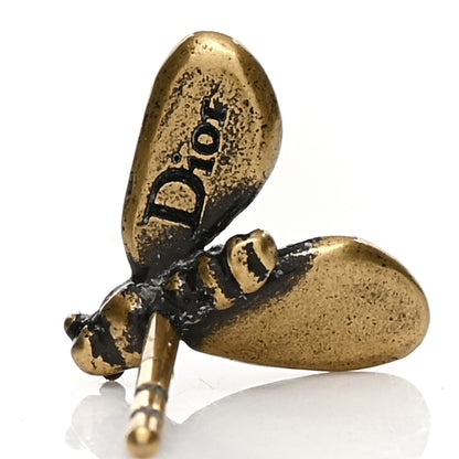 Christian Dior Pearl Crystal Bee Oval Earrings Aged Gold 4 of 4